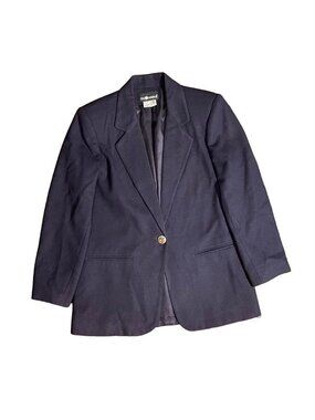 Vintage Sag Harbor Wool Single Button Plum Purple Blazer Jacket Gold Button 10